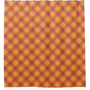 Rideaux De Douche Plaid polarisé dans l'orange et le rose