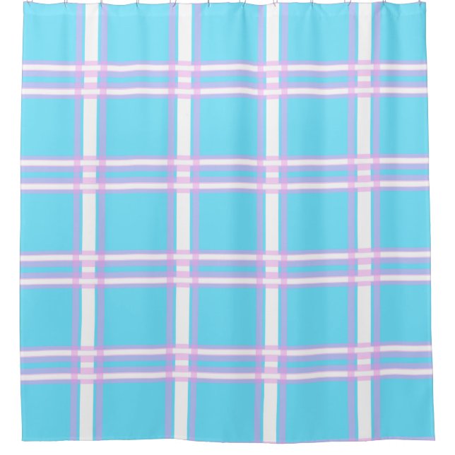 Rideaux De Douche Plaid rose et bleu (Devant)