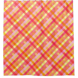 Rideaux De Douche Plaid rose et orange