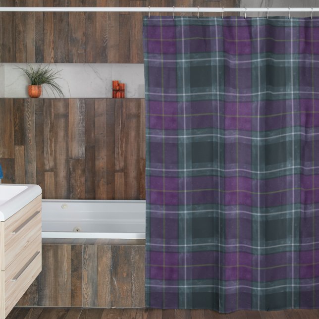 Rideaux De Douche Plaid vert pourpre (Créateur téléchargé)