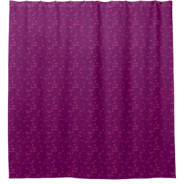 Rideaux De Douche Plain floral pattern retro burgundy (Devant)