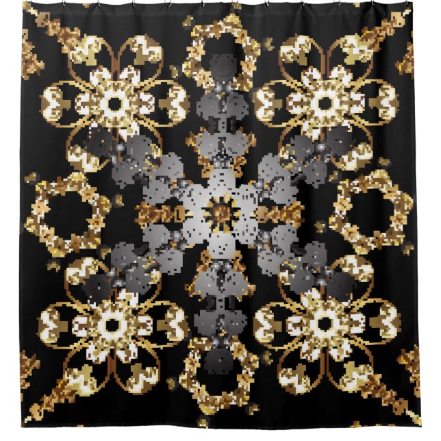 Rideaux De Douche Plan d'or : Décor Floral Est (Devant)