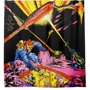 Rideaux De Douche Planet Comics Laser Attaque Taillée de douche Vint