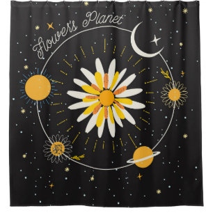 Rideaux De Douche Planètes Sun Moon : Art Floral Graphique