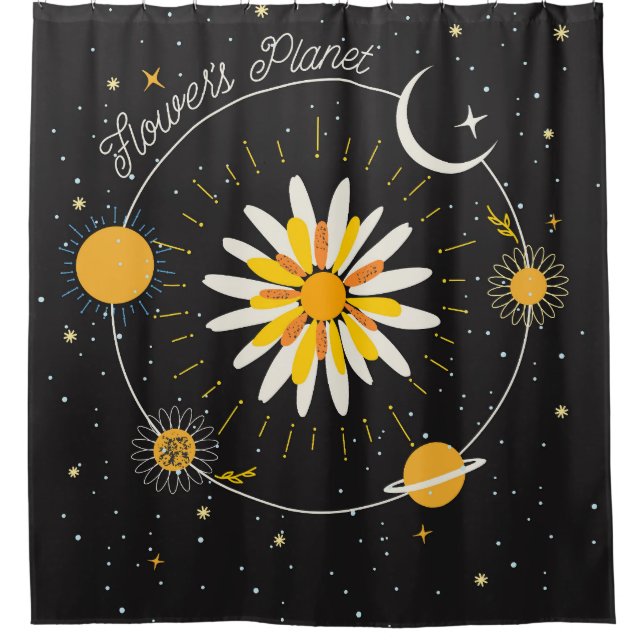 Rideaux De Douche Planètes Sun Moon : Art Floral Graphique (Devant)