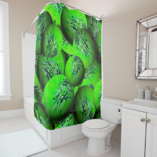 Rideaux De Douche Planètes vertes au néon - motif en optique 3D