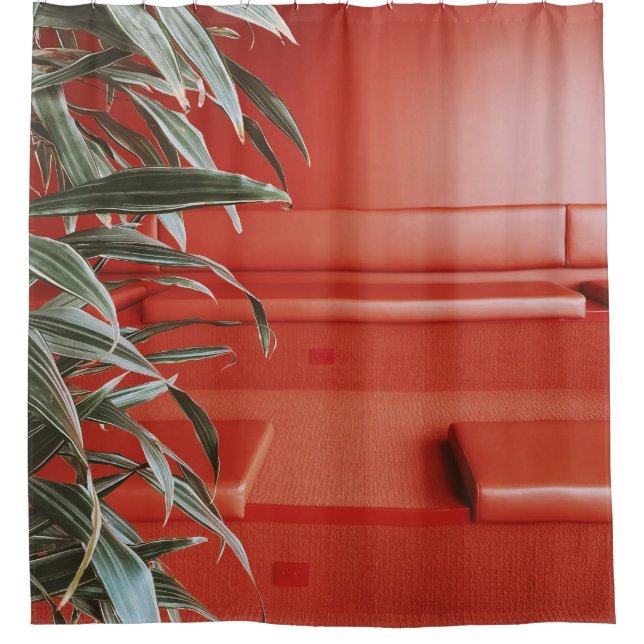 Rideaux De Douche Plante vert sur canapé rouge (Devant)