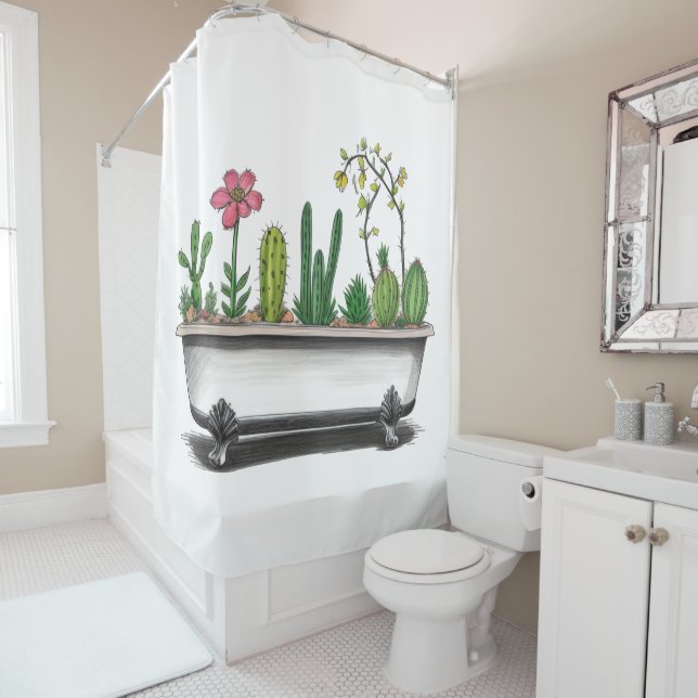 Rideaux De Douche Plantes de Cactus mignons (En situation)