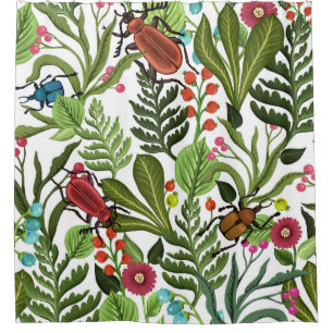 Rideaux De Douche Plantes décoratifs et insectes : Design sans coutu