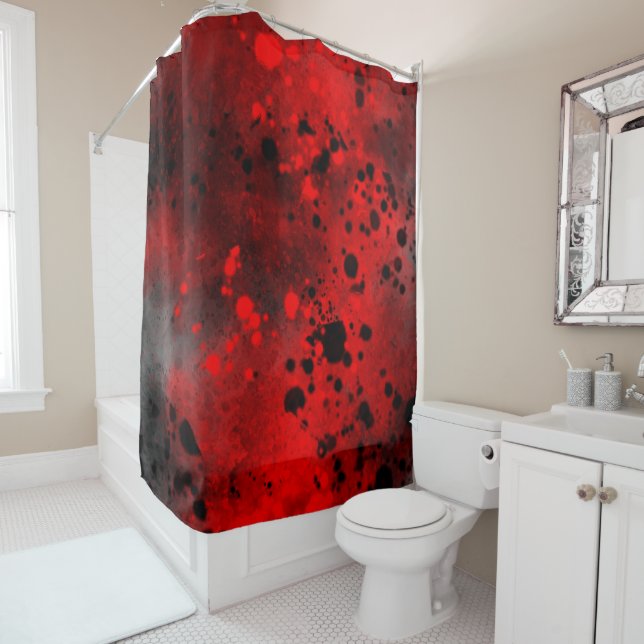 Rideaux De Douche Plaque de peinture rouge rétro (En situation)