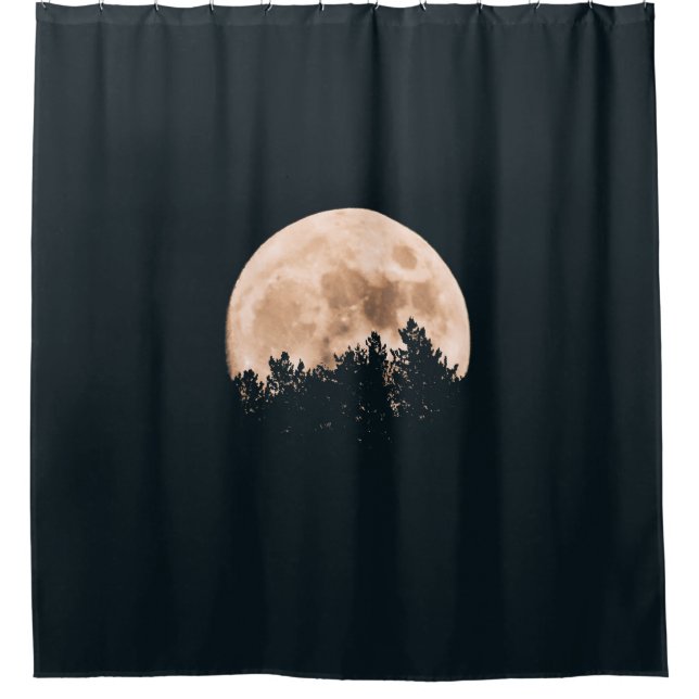 RIDEAUX DE DOUCHE PLEINE LUNE DERRIÈRE UN ARBRE SILHOUETTES (Devant)