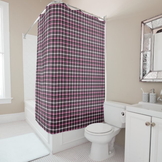 Rideaux De Douche plis rose (En situation)