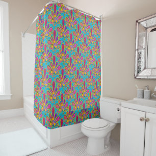 Rideaux De Douche Ploomf d'aquarelle rétro dorée décadent en été
