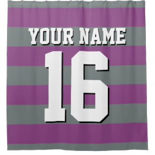 Rideaux De Douche Plum Purple Charcoal Sports Jersey Preppy Stripe