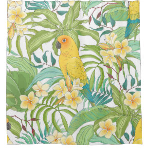 Rideaux De Douche Plumeria, perroquet, motif floral Vintage.