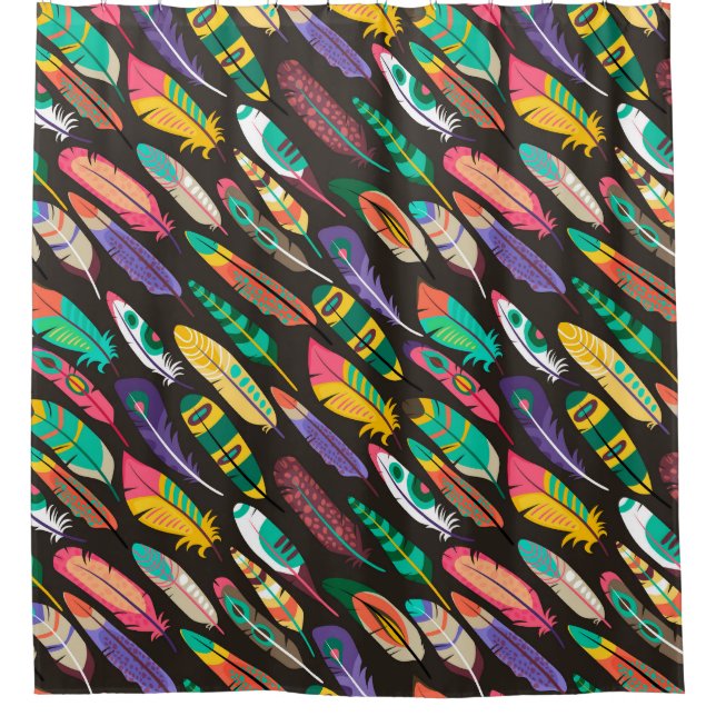 Rideaux De Douche Plumes colorées (Devant)