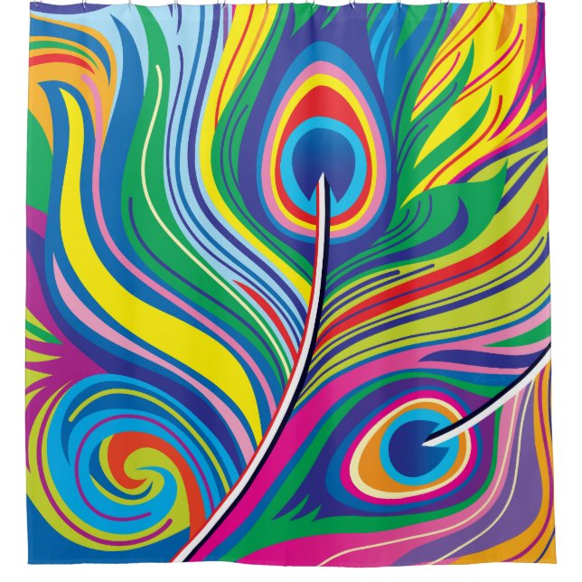 Rideaux De Douche Plumes de paon Art Abstrait (Devant)