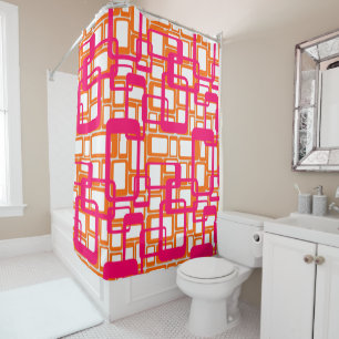 Rideaux De Douche Plus Ouvert Rectangles Modernes Du Milieu Du Siècl