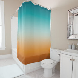 Rideaux De Douche Plutôt Ombre Sunny Orange & Turquoise Blue Gradien