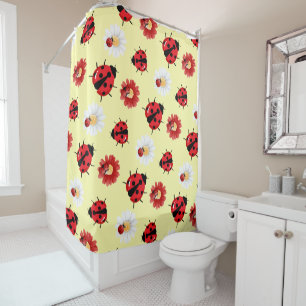 Rideaux De Douche Pneuka rouge mignon point Ladybug fleur été Fille