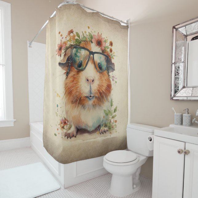 Rideaux De Douche Pochon de Guinée Animaux de compagnie en verre Aqu (En situation)