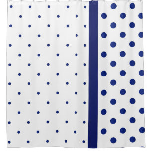 Rideaux De Douche Point de polka bleu d'aquarelle moderne