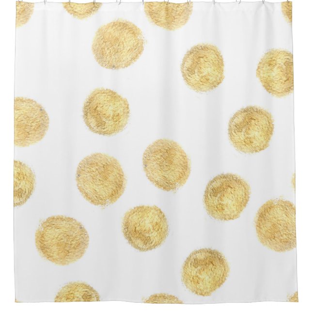 Rideaux De Douche Pointe Polka Dorée Tirée (Devant)