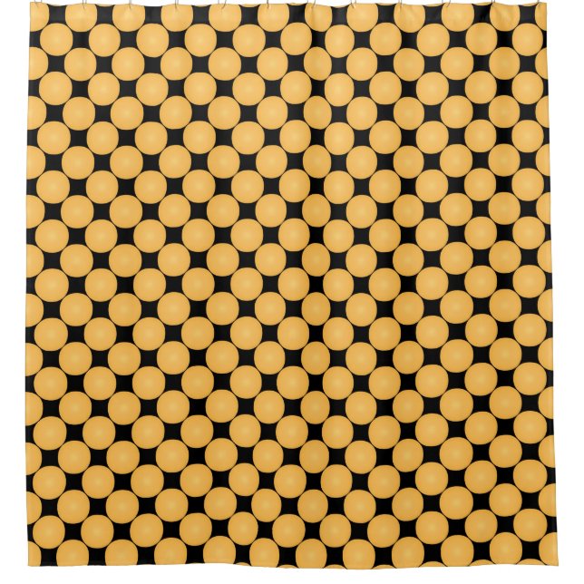 Rideaux De Douche Pointe Polka Jaune Design Moderne (Devant)