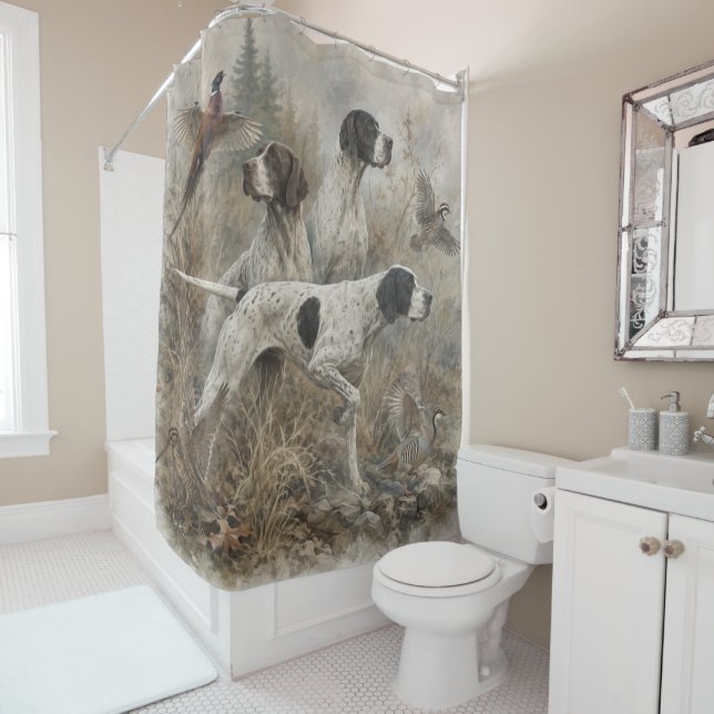 Rideaux De Douche Pointer Anglais (En situation)