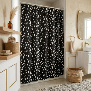 Rideaux De Douche Points abstraits noirs et blancs