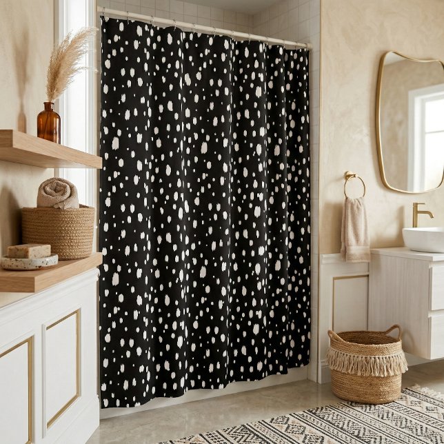 Rideaux De Douche Points abstraits noirs et blancs (Créateur téléchargé)
