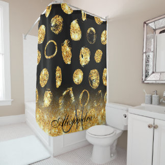 Rideaux De Douche Points de pinceau d'or