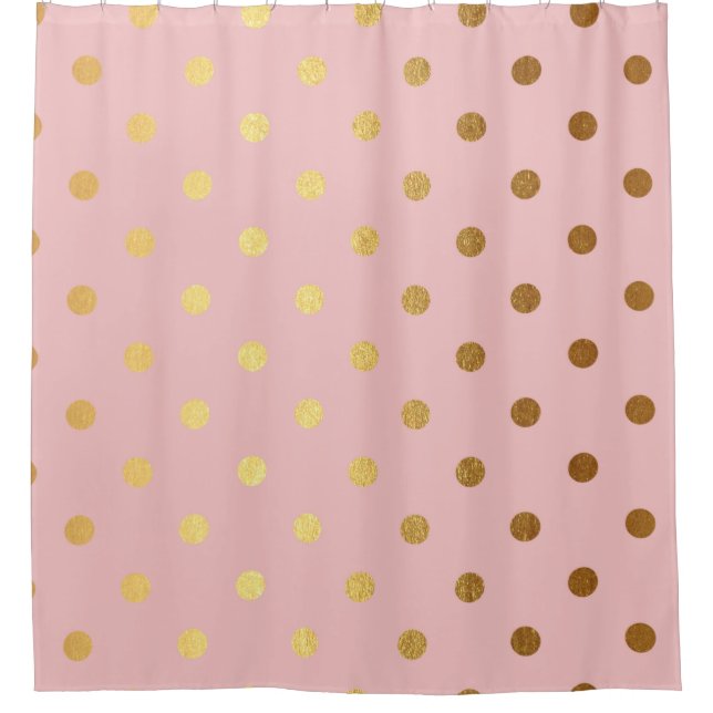 Rideaux De Douche Points d'or sur dossier rose (Devant)