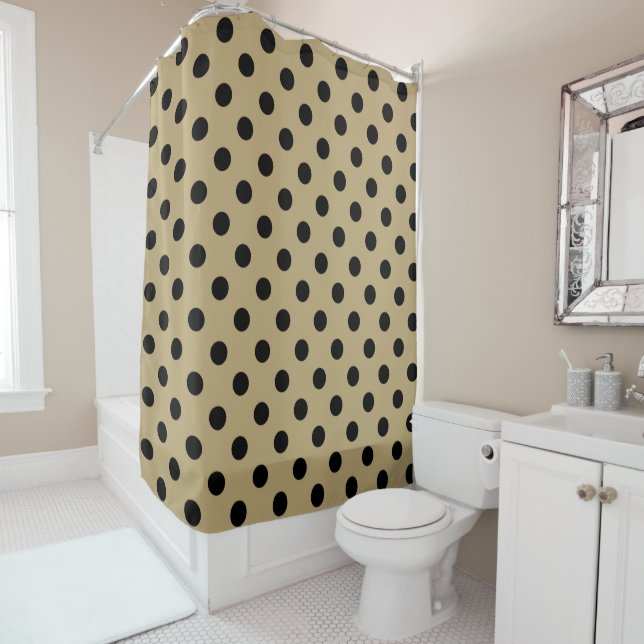 Rideaux De Douche Points dorés et noirs à pois (En situation)