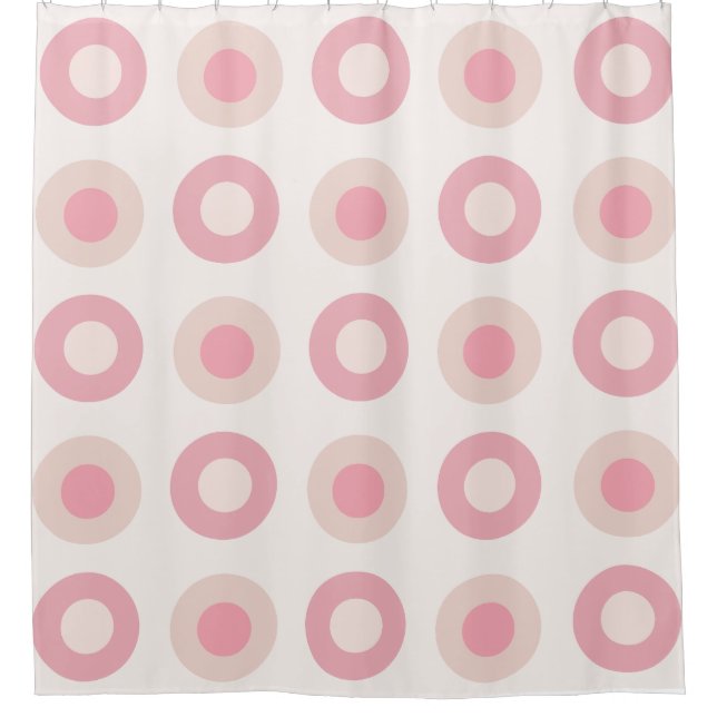 Rideaux De Douche Points du milieu du siècle rétro Vanille rose (Devant)