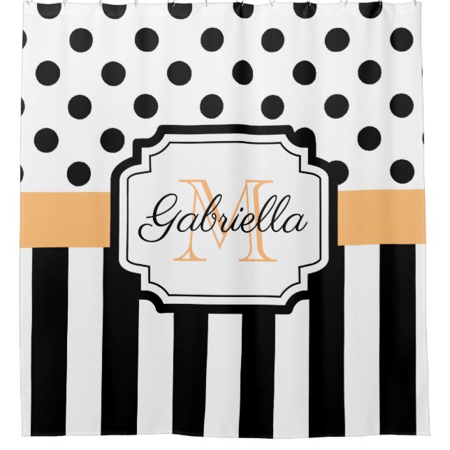 Rideaux De Douche Points et bandes (Devant)