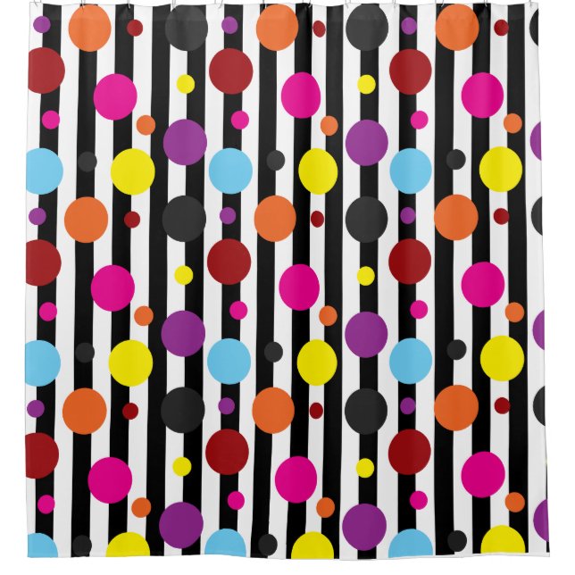 Rideaux De Douche Points Et Bandes (Devant)