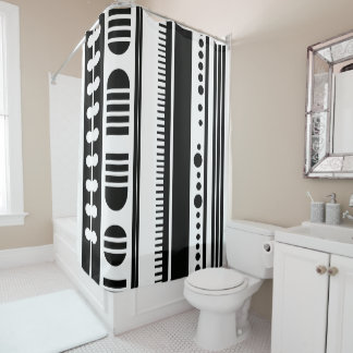 Rideaux De Douche Points et lignes carrés 4