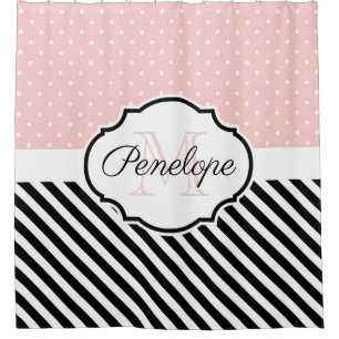 Rideaux De Douche Points et rayures mignons
