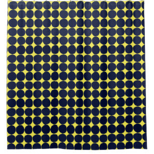 Rideaux De Douche Points Motifs Abstraits rétros Noir et jaune