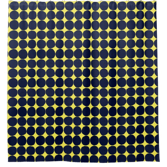 Rideaux De Douche Points Motifs Abstraits rétros Noir et jaune (Devant)