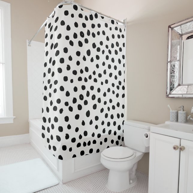 Rideaux De Douche Points posters de animaux Noir Et Blanc Dalmatie (En situation)