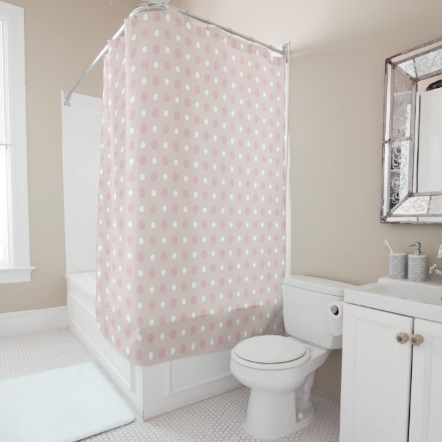 Rideaux De Douche Points roses et blancs (En situation)
