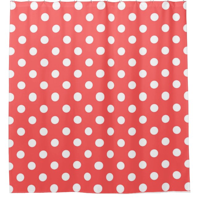 Rideaux De Douche Pois blancs et rouges (Devant)