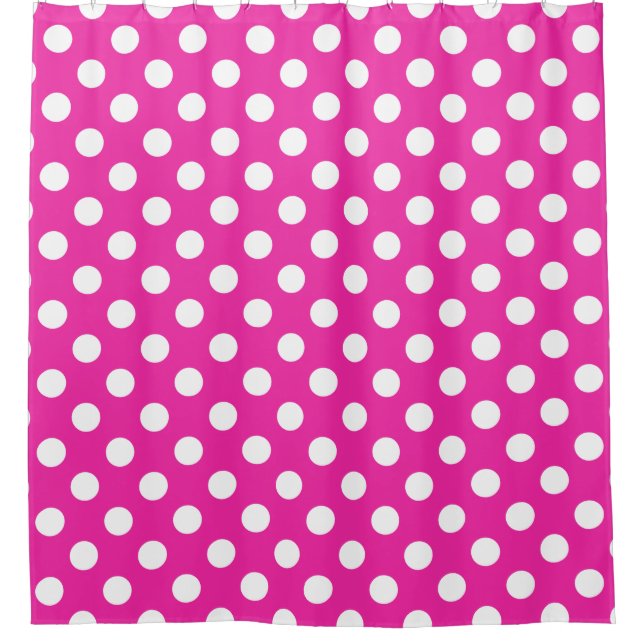 Rideaux De Douche Pois blancs sur fuchsia (Devant)