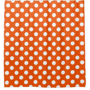 Rideaux De Douche Pois blancs sur orange