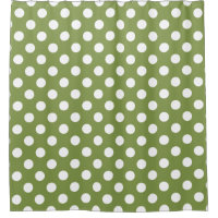 Pois blancs sur vert olive
