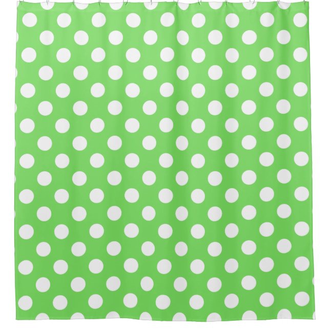 Rideaux De Douche Pois blancs sur vert pomme (Devant)