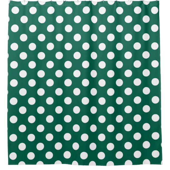 Rideaux De Douche Pois blancs sur vert sauge (Devant)
