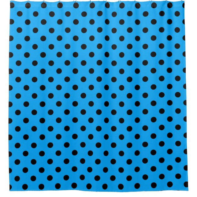 Rideaux De Douche Pois bleu et noir (Devant)